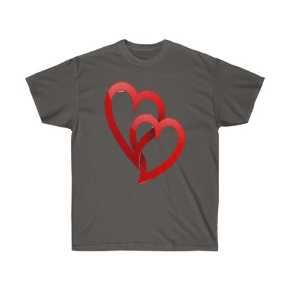 Interlocking Hearts Unisex Tee, Valentine's Day Tee, Custom Tee, Heart Tee, Personalized Tee - CustomDripStore