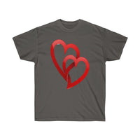 Interlocking Hearts Unisex Tee, Valentine's Day Tee, Custom Tee, Heart Tee, Personalized Tee - CustomDripStore