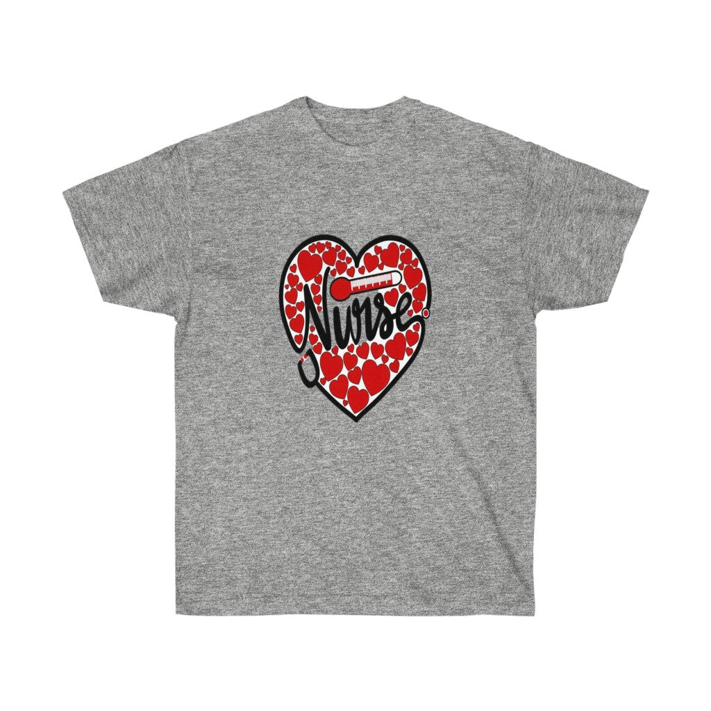 Nurse Heart Unisex Tee, Valentine's Day Tee, Heart Tee, Custom T-shirts, Graphic T-shirt - CustomDripStore