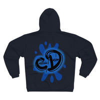 University blue custom drip splash Unisex Hooded Zip Sweatshirt - CustomDripStore