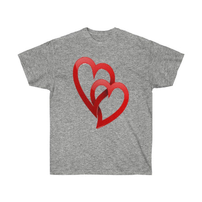 Interlocking Hearts Unisex Tee, Valentine's Day Tee, Custom Tee, Heart Tee, Personalized Tee - CustomDripStore