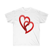 Interlocking Hearts Unisex Tee, Valentine's Day Tee, Custom Tee, Heart Tee, Personalized Tee - CustomDripStore