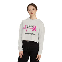 Faith Cancer ribbon Women’s Cropped Hooded Sweatshirt - CustomDripStore