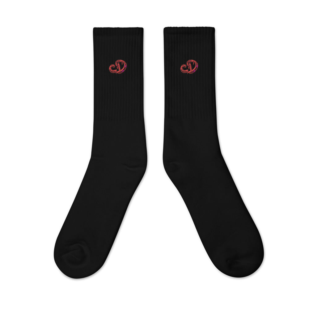 Custom Drips Red Logo Embroidered socks - CustomDripStore
