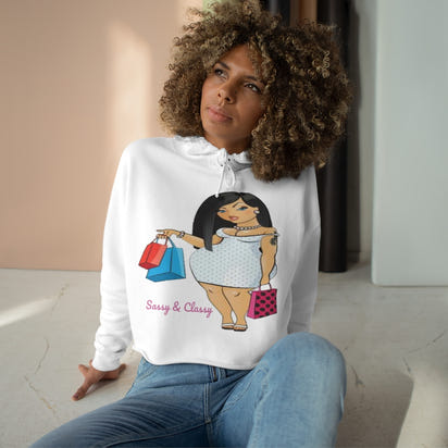 Sassy & Classy Crop Hoodie, Custom hoodie, Graphic hoodie, Personalized hoodie, Cartoon Hoodie - CustomDripStore