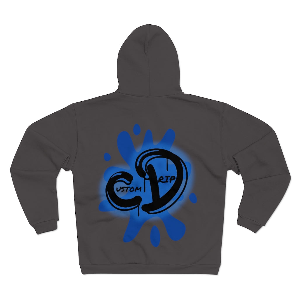 University blue custom drip splash Unisex Hooded Zip Sweatshirt - CustomDripStore