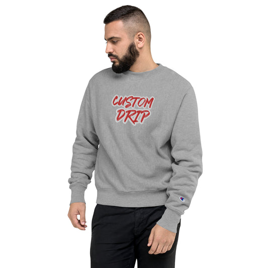 Custom Drip's White & Red Champion Sweatshirt - CustomDripStore