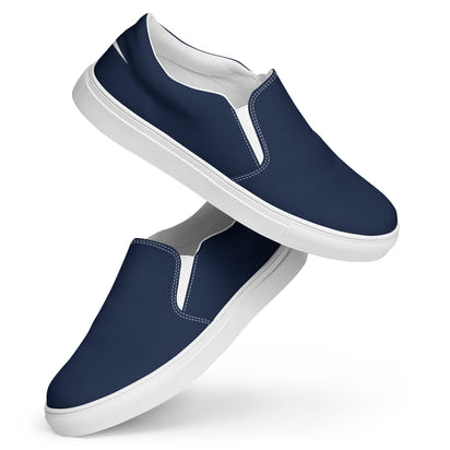 Navy Blue Swoosh Men’s slip-on canvas shoes - CustomDripStore