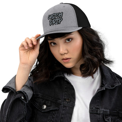 Custom Drip's Grey & Black Trucker Cap - CustomDripStore