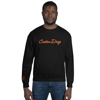 Custom Drips Orange & Black Logo Unisex Sweatshirt - CustomDripStore
