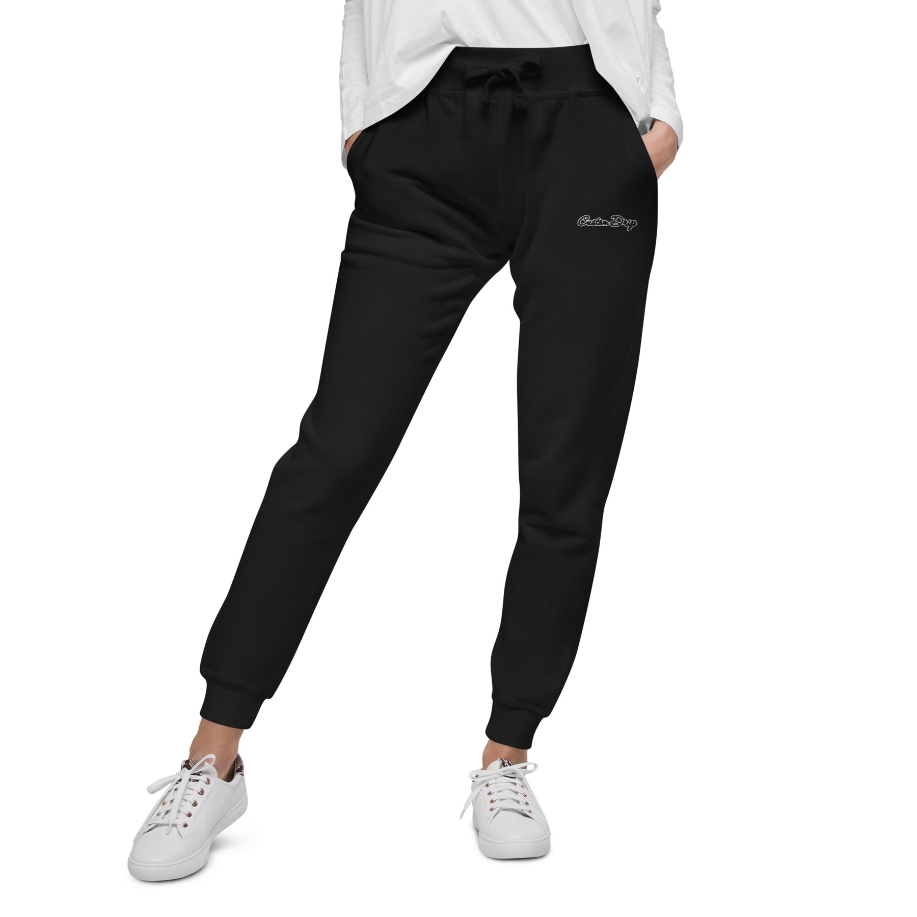 Black & White logo Unisex fleece sweatpants - CustomDripStore
